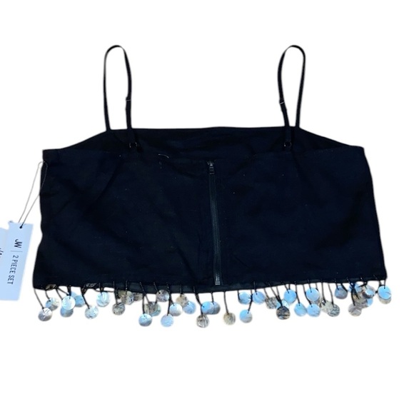 NWT Jason Wu Black Beaded Trim Women's Cropped Top size 6 - Picture 2 of 8